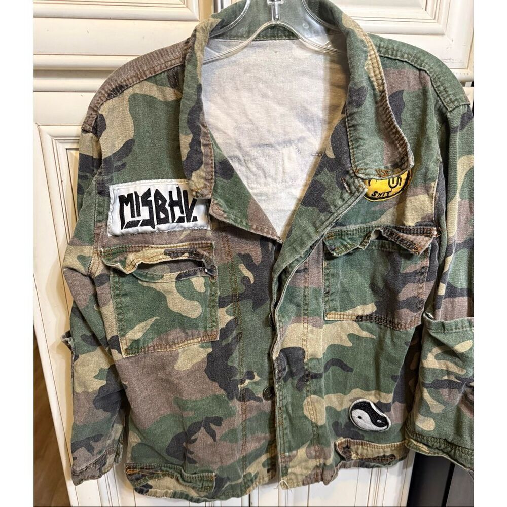 Mishbhv Women's Camouflage Patchwork Rustlers Military Jacket Multicolor Small